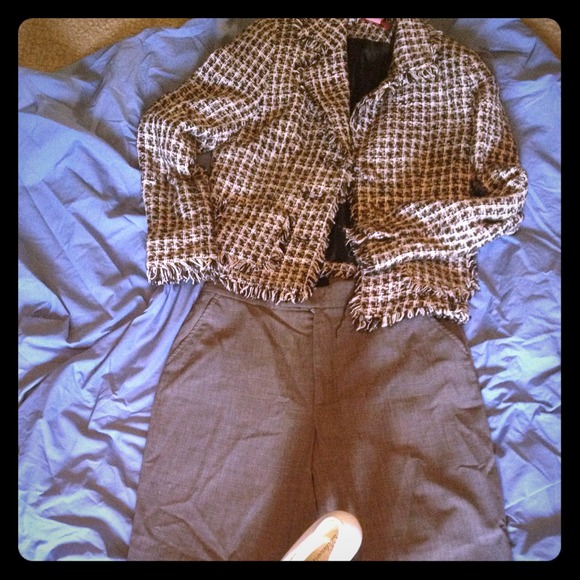 Blazer and business pants.