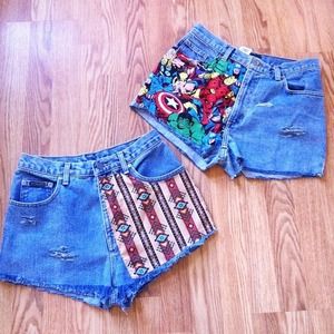 Marvel or Aztec highwaisted shorts