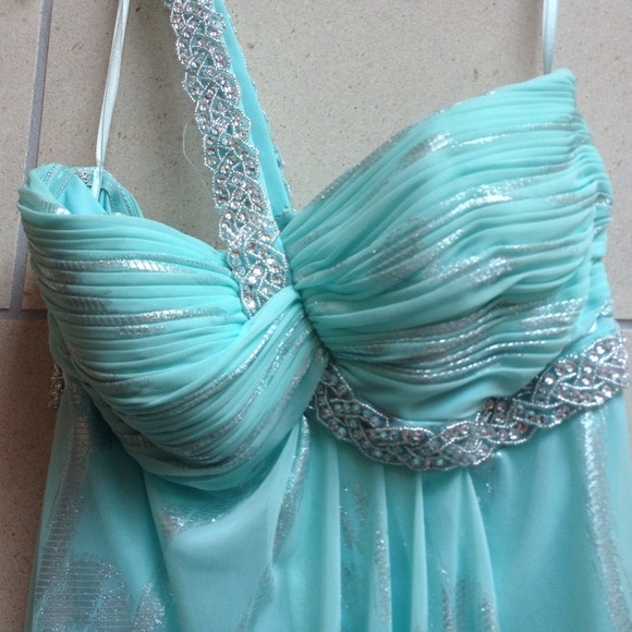 Teal Jeweled Cache Dress - Picture 3 of 3