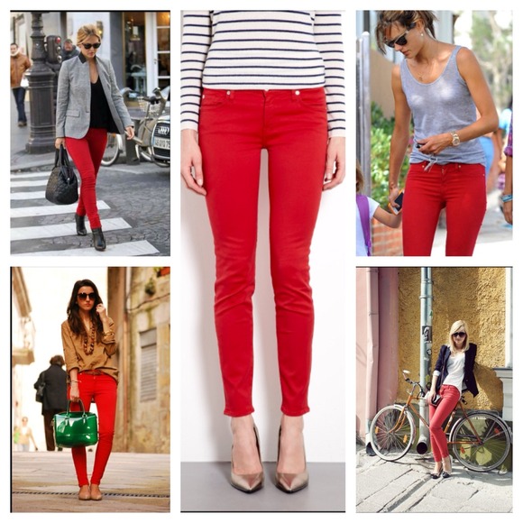 Red skinny jeans!