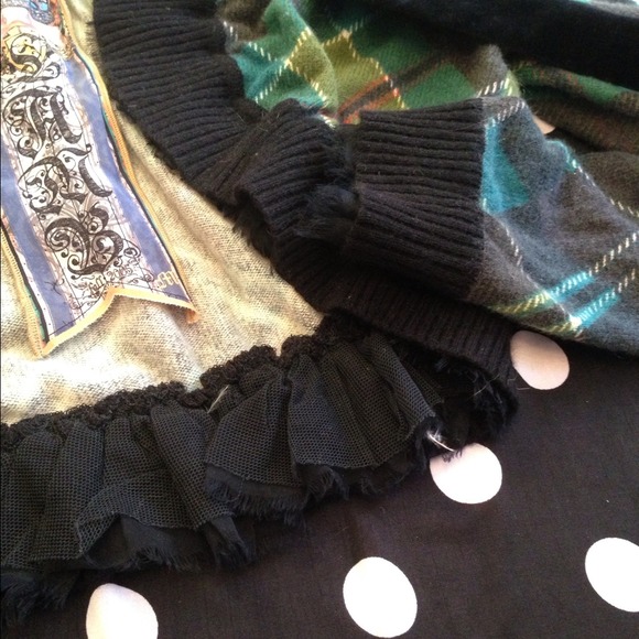 L.A.M.B plaid bolero cardigan with bow - Picture 2 of 4