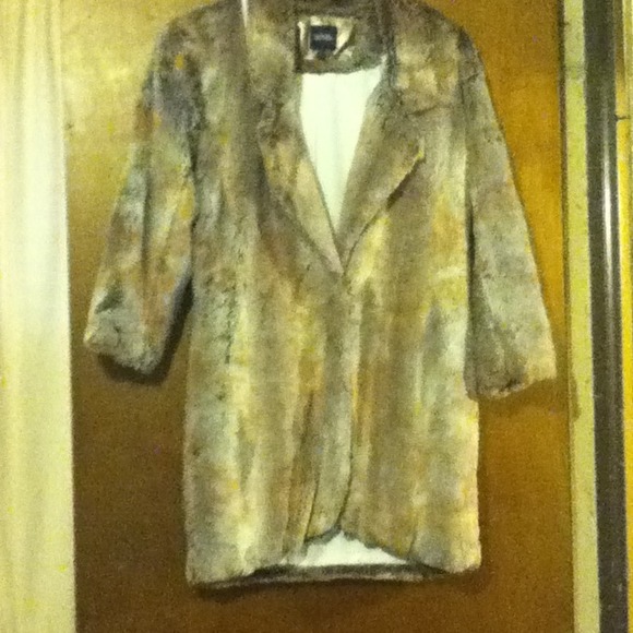Tan Rust And Gray Fake Fur Coat