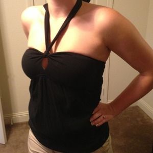 Black keyhole halter top