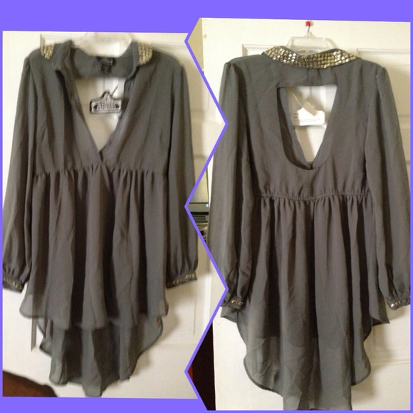 Beautiful Grey shirt with gold sequins! size XL