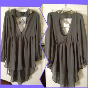 Beautiful Grey shirt with gold sequins! size XL