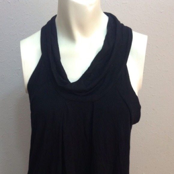 Sold- Theory black gathered neck tank top sz M