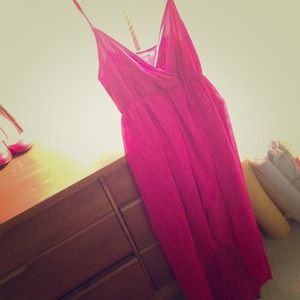 Magenta high/low dress.