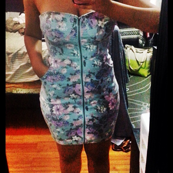 Joyce Leslie large denim floral tube dress - Picture 1 of 2
