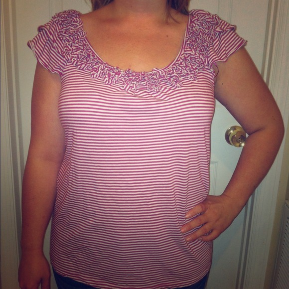 Pink and White Striped Top