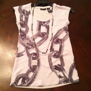 $$Lined Chain Patterned Blouse