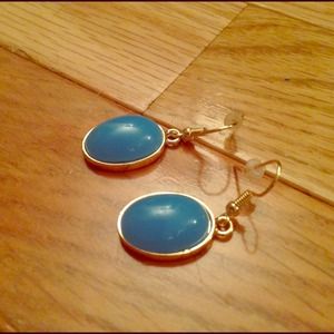 Bright blue oval earrings