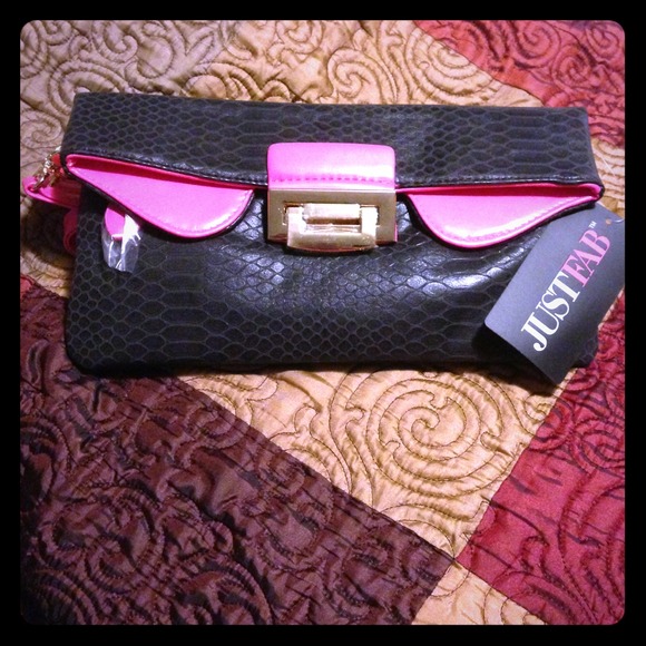 Hot pink & black clutch !!