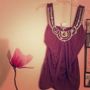 Ash-lilac, heavy sequined and beaded.