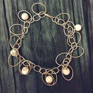 Gold hoop bracelet with beading