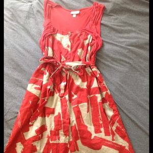 Bright orange and tan button down summer dress