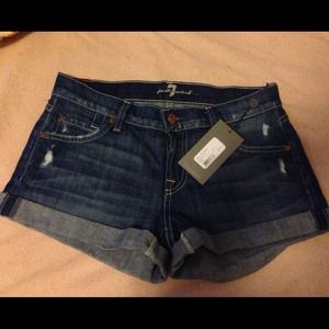 7FAM Roll Up Shorts in Bay Water Blue