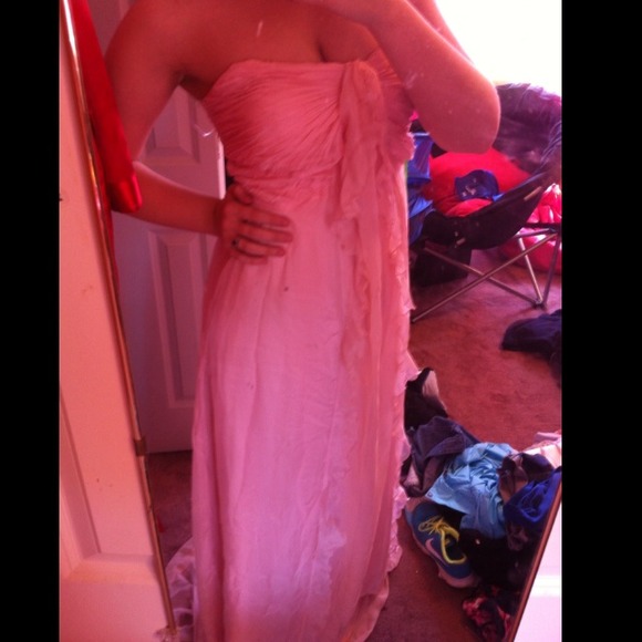 Elegant light pink ball prom formal gown dress