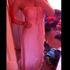 Elegant light pink ball prom formal gown dress