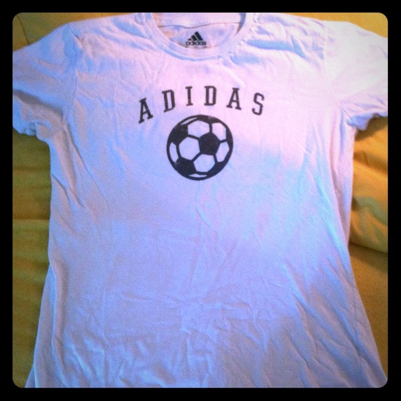 White Adidas soccer tee