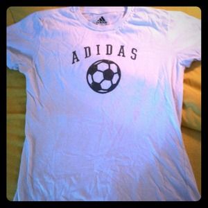 White Adidas soccer tee