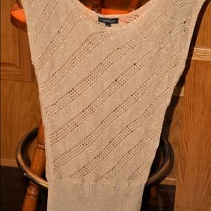Creamy sparkly bebe crochet top!!