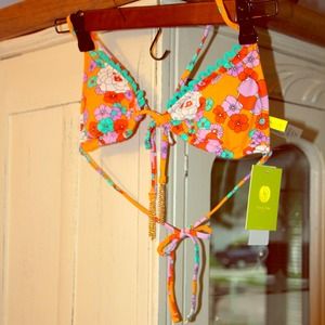 R Collection by raisins floral tangerine bikini
