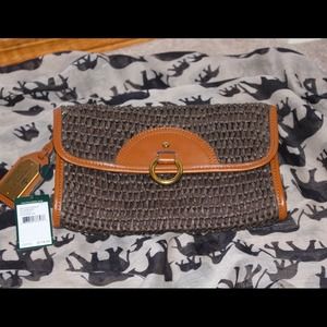 ✨🌟SOLD ONLINE FOR $40🌟🌟 RL brown/gold clutch