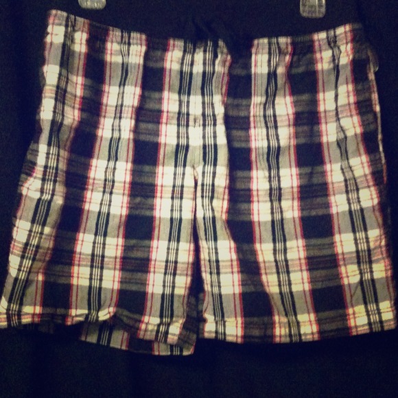 Black, white and pink plaid shorts
