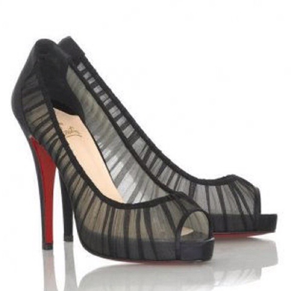 Christian Louboutin black peep toe - Picture 1 of 4