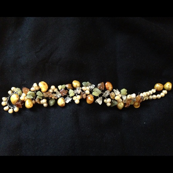 Freshwater pearl and stone bracelet - Picture 2 of 3