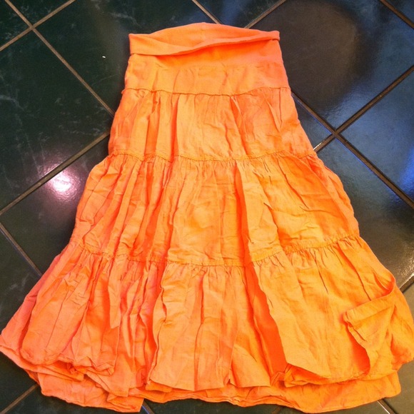 Orange & yellow flowy skirt (2)