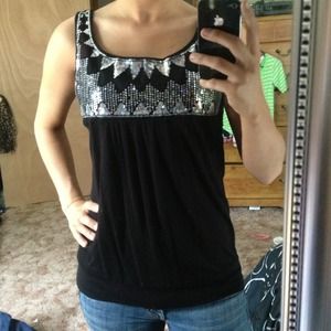 Black sequined tank too
