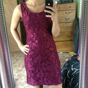Maroon sequenced dress