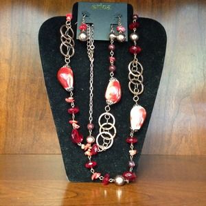 Long necklace and matching earrings.