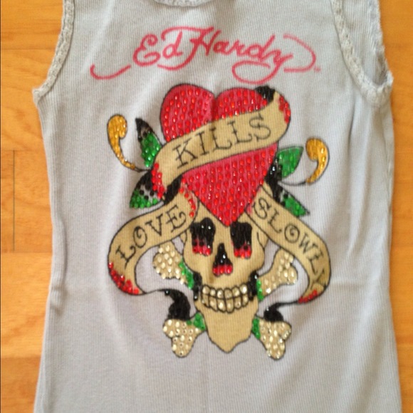 SOLD IN BUNDLE 2 Ed hardy tank tops - Picture 2 of 4
