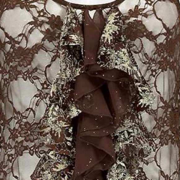 BKE Boutique Metallic Ruffle Tank Top