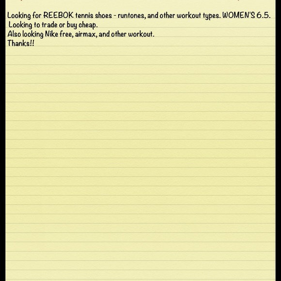 Looking for Tennis shoes! Can also wear a 7