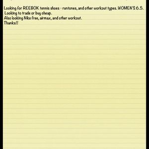 Looking for Tennis shoes! Can also wear a 7