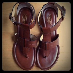 Authentic Coach Brown Wedge Sandal