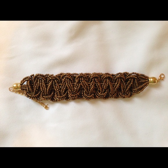 SOLD! Rustic gold/bronze beaded bracelet - Picture 2 of 4