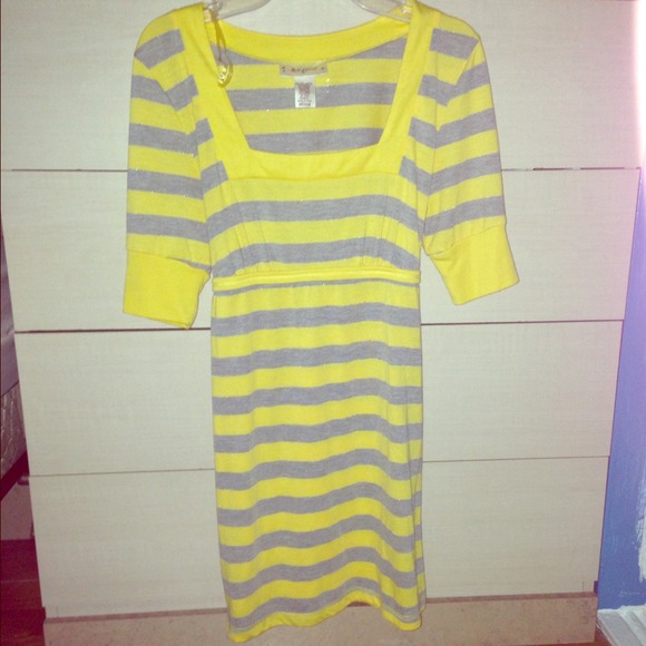 Cute yellow and gray striped dress