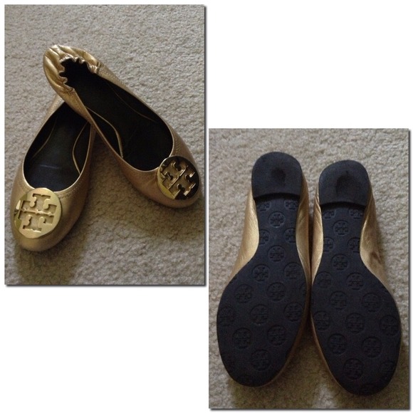 Tory burch gold reva flats