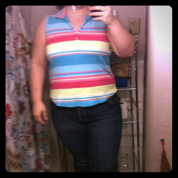 Bright colored sleeveless shirt