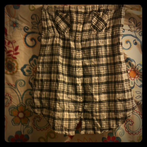 Plaid strapless top