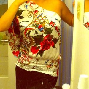 Bold print floral blouse