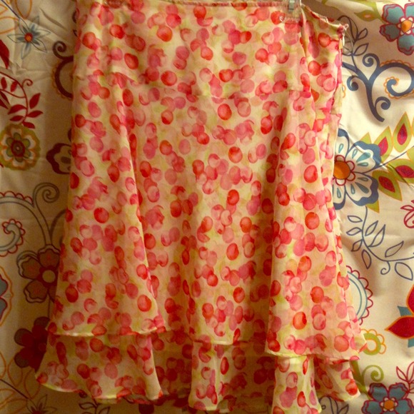 Pink cherry flowy skirt