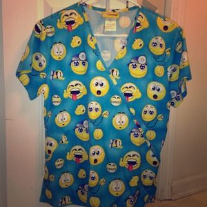 Smiley Face Scrub Top
