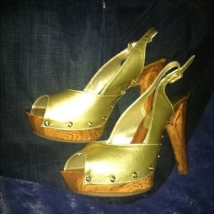 Goldstone Metallic Peep Toe Shoes👠