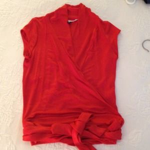 DVF Tomato Red Wrap Shirt Size Small