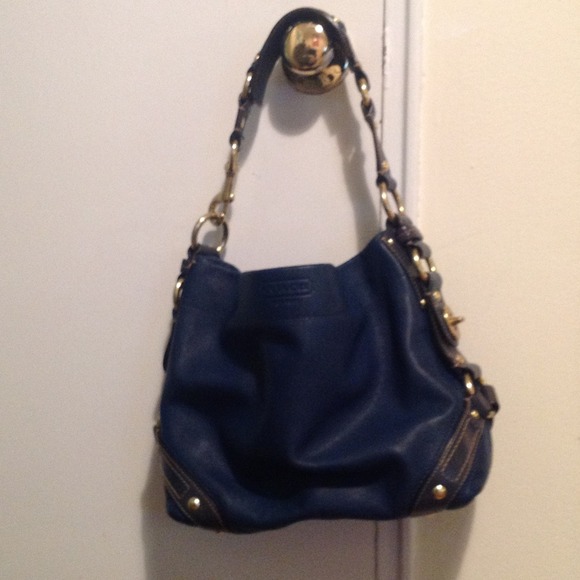 Navy leather Coach shoulder bag